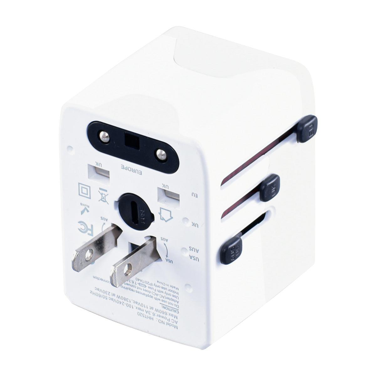 Multi Travel Adapter With 4 USB Charger (PP7981) WH