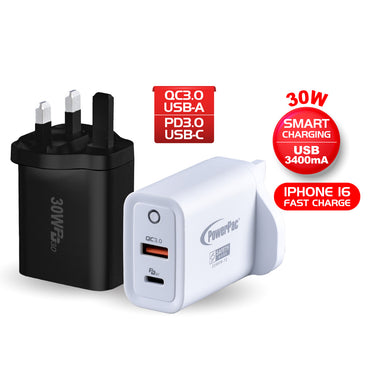 30W Charger Fast Charge QC3.0, PD 3.0 USB Smart Charger, TYPE A, TYPE C (PP7983)