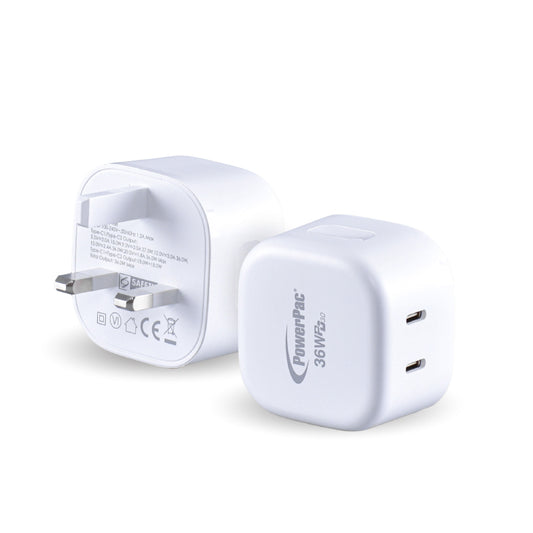 36W Charger Fast Charge QC3.0, PD 3.0 USB Smart Charger, 2x TYPE C(PP7988)