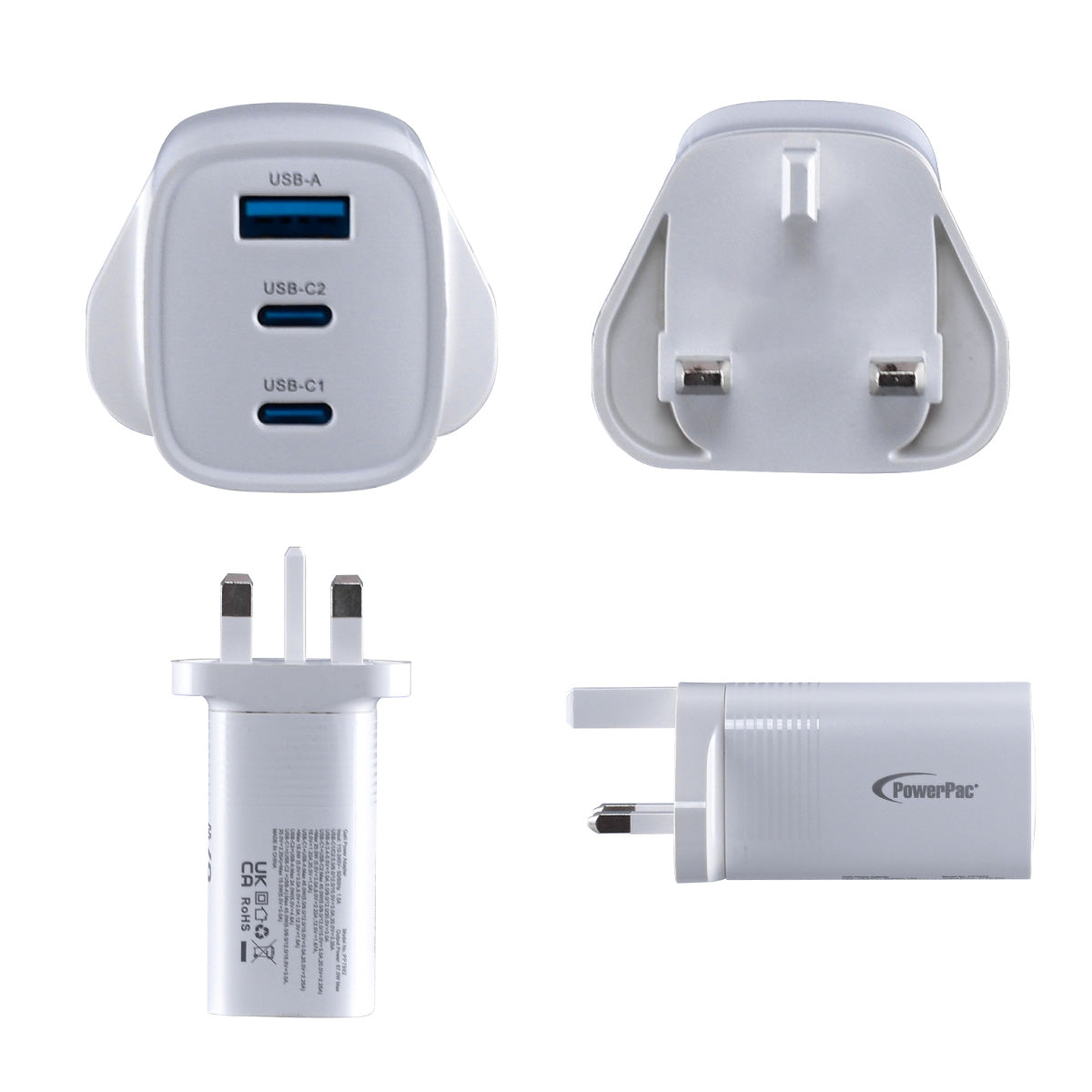 PowerPac 67W Charger Fast Charge, Smart Charge PD67W, Tablet Charger, Smart Phone Charger | TYPE A | TYPE C (PP7992)