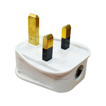 2x 13A 3-Pin Plug – Type G Plug, Fast Blow Fuse, Cable Grip & Wiring Diagram, solid brass pins, normal use, PP8001WH