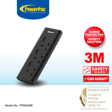 Extension Cord, Extension Socket, Power Cord, Power Extension 3 Meter(PP8553BK)