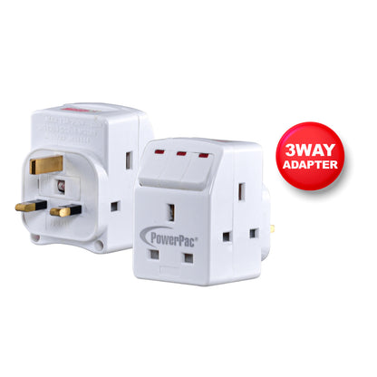 Adapter with 3-Pin Plug – 3-Way 3-Pin Sockets with Individual Switches, Neon LED, PP8733