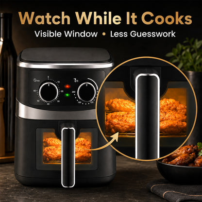 PowerPac Air Fryer 5.0L, Hot Air Flow, Heating Indicator Lights | Monitoring (PPAF656A)