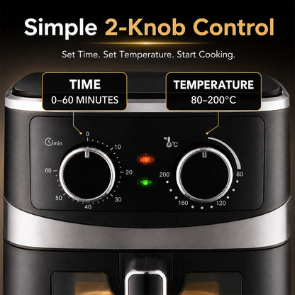 PowerPac Air Fryer 5.0L, Hot Air Flow, Heating Indicator Lights | Monitoring (PPAF656A)