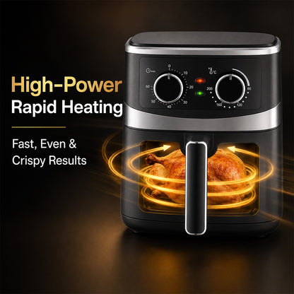 PowerPac Air Fryer 5.0L, Hot Air Flow, Heating Indicator Lights | Monitoring (PPAF656A)