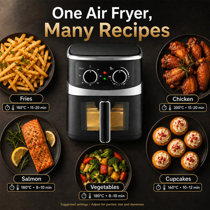 PowerPac Air Fryer 5.0L, Hot Air Flow, Heating Indicator Lights | Monitoring (PPAF656A)