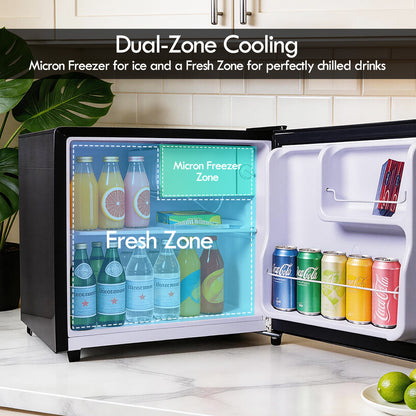 [NEA CLIMATE VOUCHER $400] 50L Bar Fridge with Lock, sizable, shelves, anti-bac Carbon Filter, optimal door seal, built-in Freezer, black, PPBF555BK