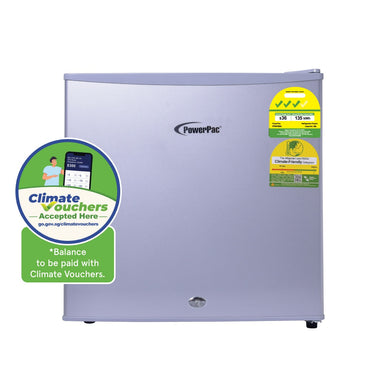 [CLIMATE VOUCHER $400] 50L Bar Fridge with Lock, sizable, shelves, anti-bac Carbon Filter, optimal door seal, built-in Freezer, silver, PPBF555SV