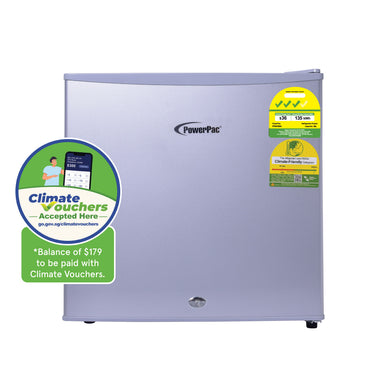 [CLIMATE VOUCHER $400] 50L Bar Fridge with Lock, sizable, shelves, anti-bac Carbon Filter, optimal door seal, built-in Freezer, silver, PPBF555SV