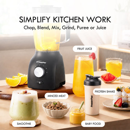 PowerPac High Power Blender, 3 IN 1 Multi-functional Blender with Dry Mill, Mincer Filter (PPBL200A)