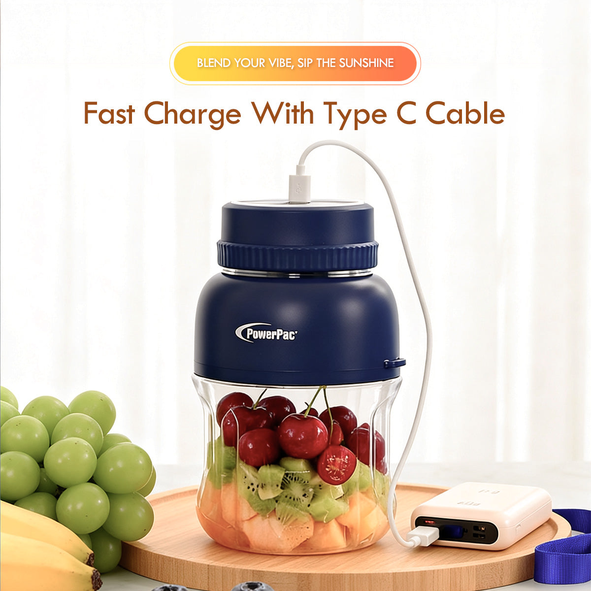 USB Portable Juice Blender, Travel Cup Blender, Smoothie Fruit Juicer, 500ml (PPBL333)NB