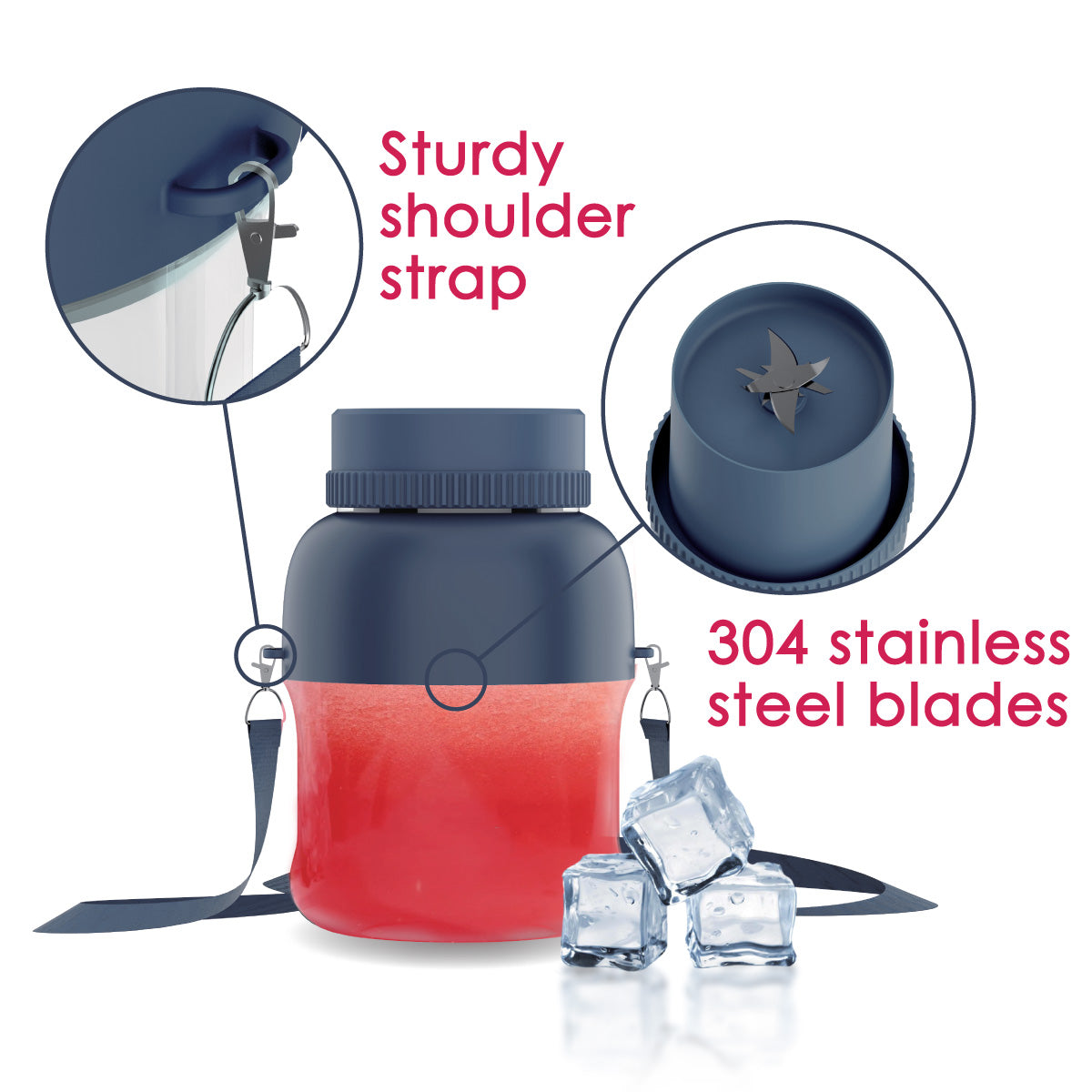 USB Portable Juice Blender, Travel Cup Blender, Smoothie Fruit Juicer, 500ml (PPBL333)NB