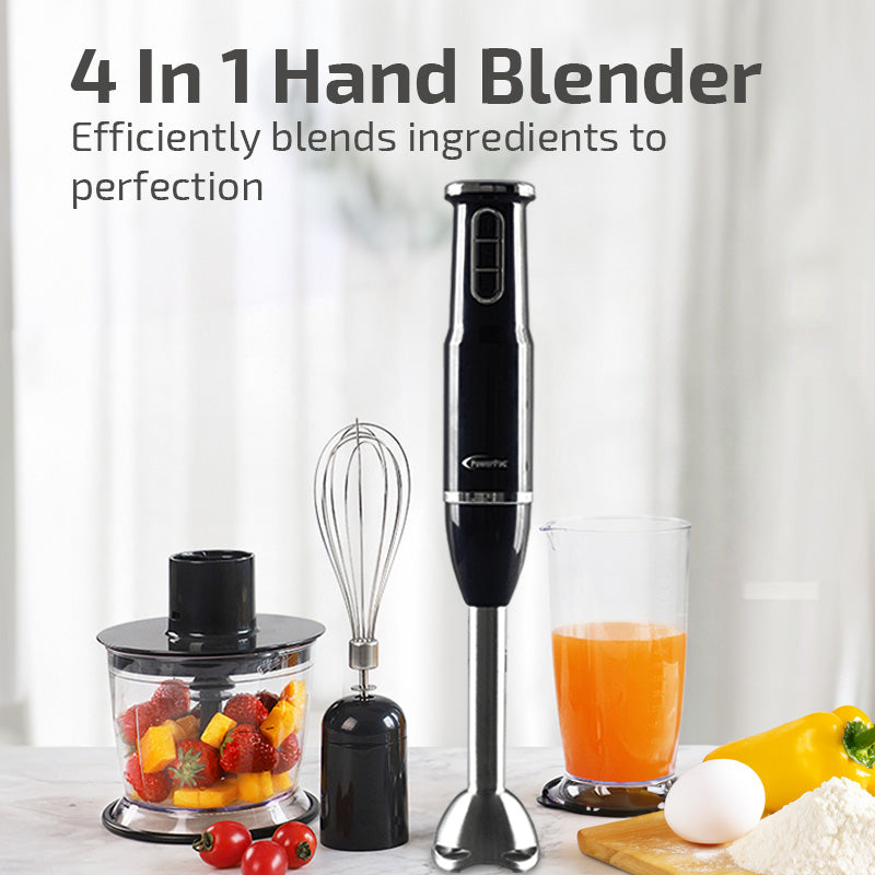 4in1 Hand Blender Set with Stainless Steel Blade 600W (PPBL393) - PowerPacSG