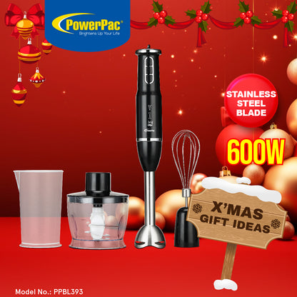 4in1 Hand Blender Set with Stainless Steel Blade 600W  (PPBL393)