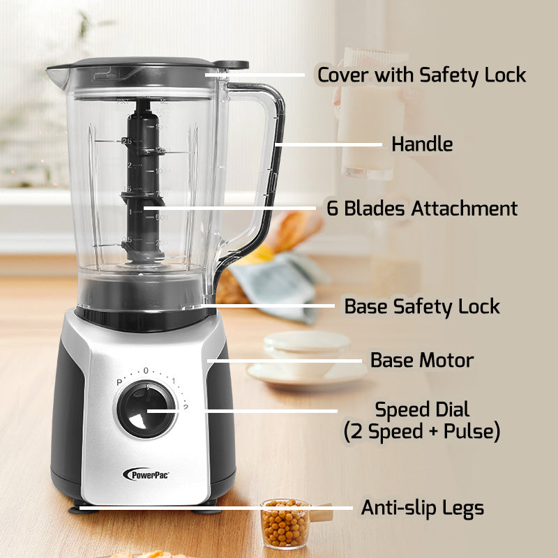 Professional High Power Blender, Bubble Tea Blender with 6 Stainless Steel Blades (PPBL600)