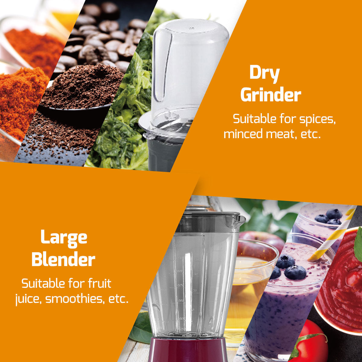 2 IN 1 Blender For Grinding 0.5L & Blending 1.5L (PPBL900)