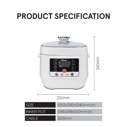 2.5L Electric Pressure Cooker, 7 Safety Features & Multi Preset Functions (PPC295)