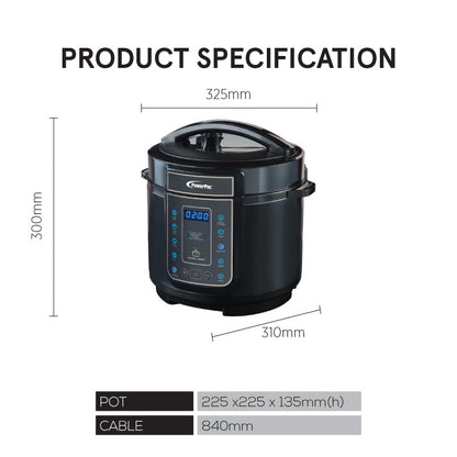 Electric Pressure Cooker Double Safety Lock 5.0L (PPC566)