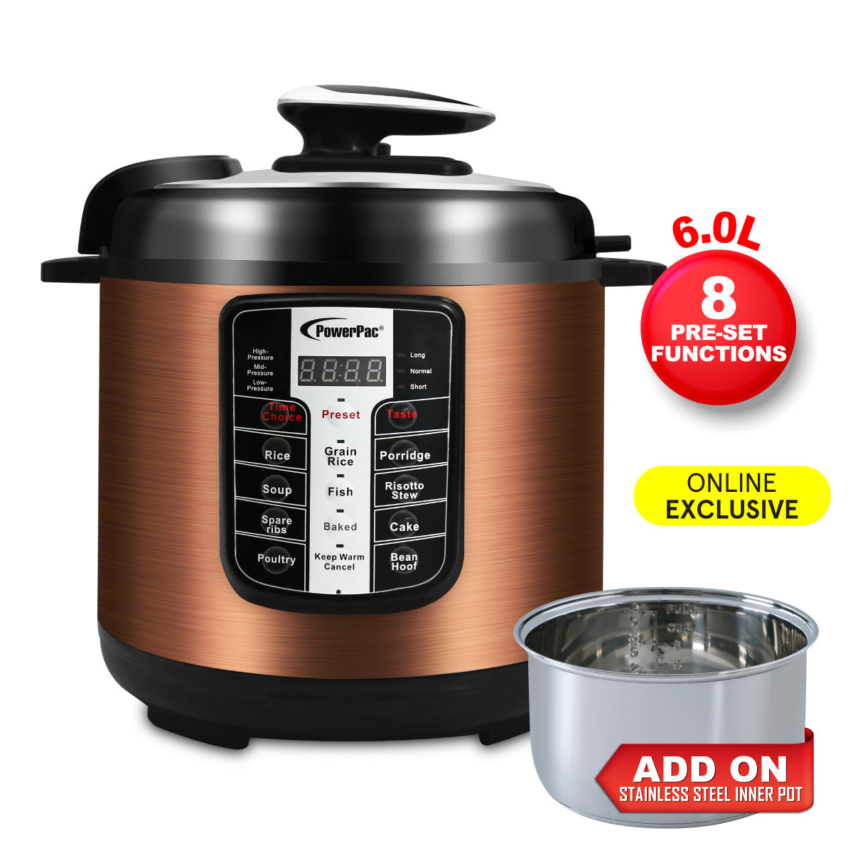 6L Electric Pressure Cooker 6.0L (PPC611+SSPOT)