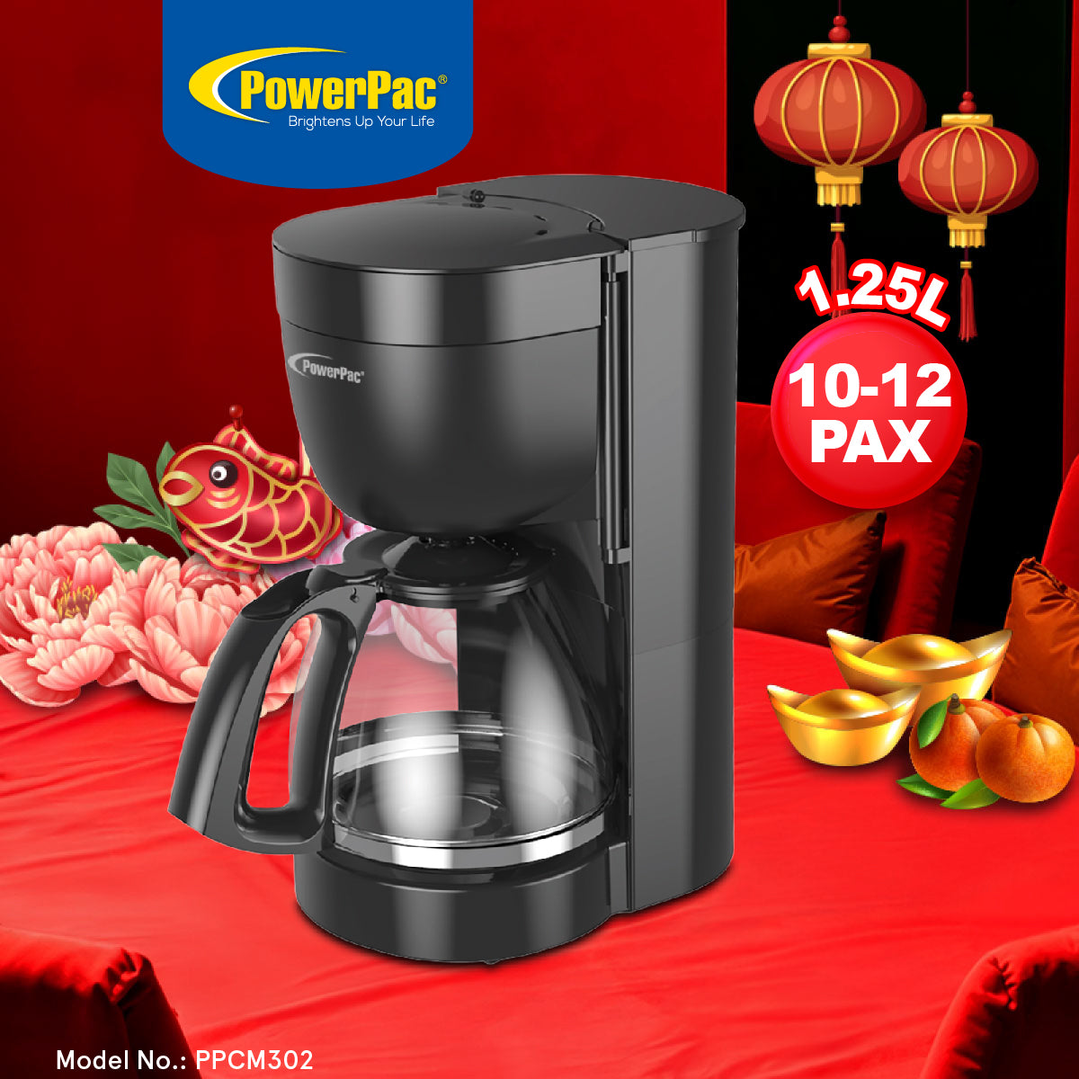 1.25L Coffee Maker with Drip Style Coffee Machine (PPCM302)