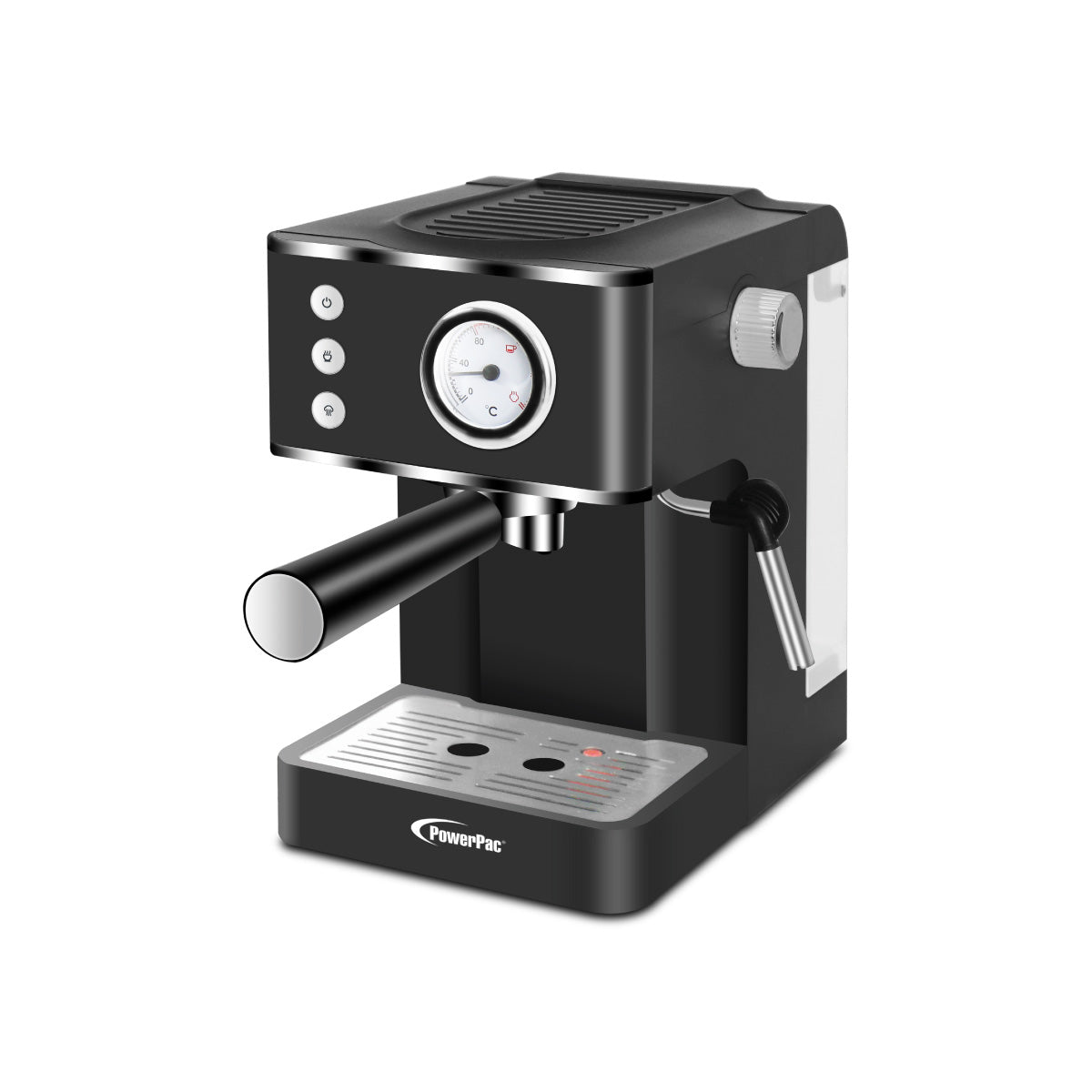 PowerPac 1.2L Coffee Maker High Pressure Water Tank, Coffee Machine Espresso Coffee Machine with Milk Frothing (PPCM331) Black