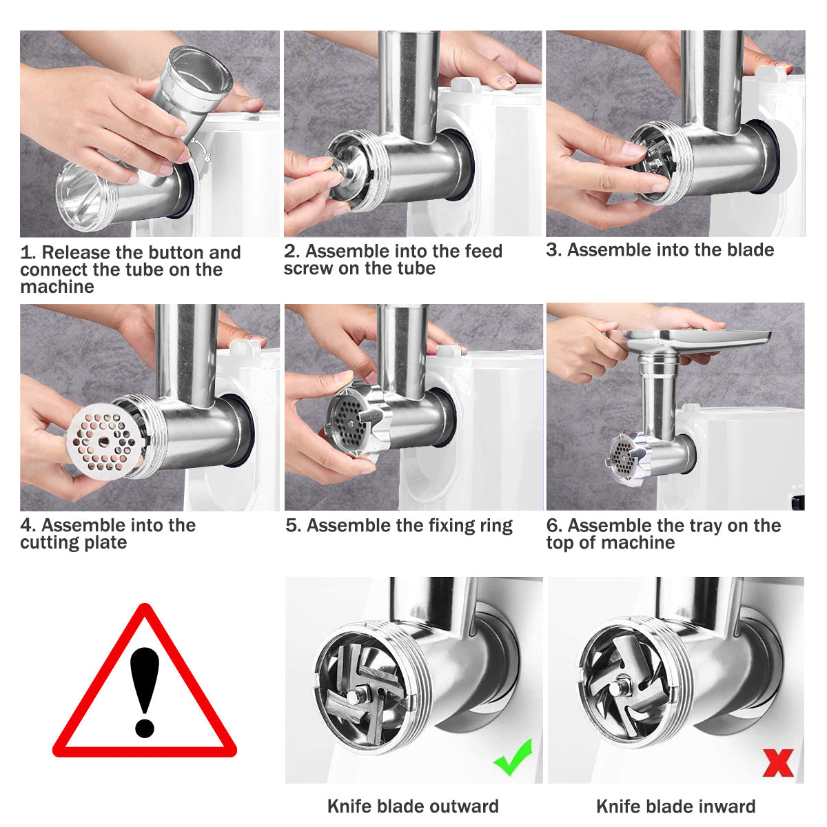 Meat Chopper, 3 In 1 Meat Mincer, 3 Stainless Steel Grinding Plates, Kubbe & Sausage Filling Tubes (PPCP3307)