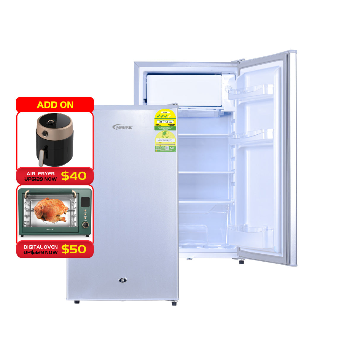 Bar Fridge 105L with Lock (PPF105 Silver)