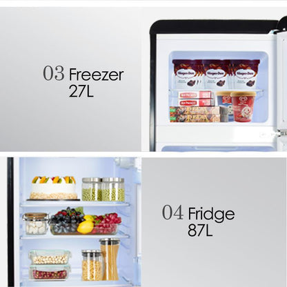 114L 2-Door Retro Fridge Mini Fridge (PPF118) - PowerPacSG