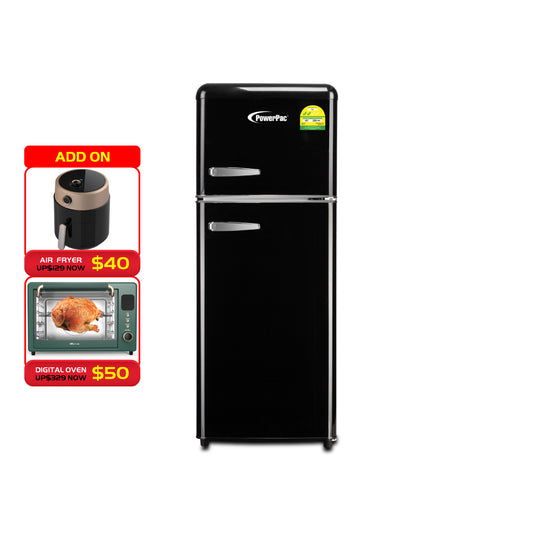 2-Door Fridge 114L Retro Fridge, Mini Fridge (PPF118) Black