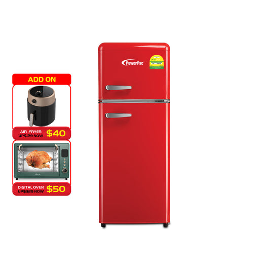 2-Door Fridge 114L Retro Fridge, Mini Fridge (PPF118) Red