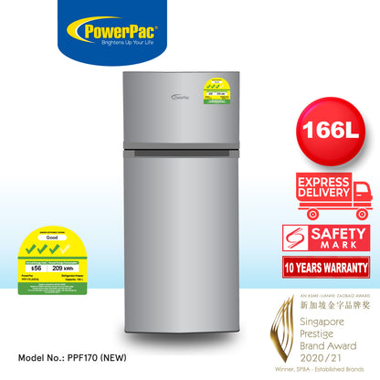 2-Door Fridge 170L with Freezer (PPF170)