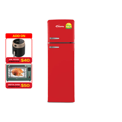 255L 2-Door Retro Fridge Mini Fridge (PPF260) Red