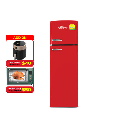 255L 2-Door Retro Fridge Mini Fridge (PPF260) Red