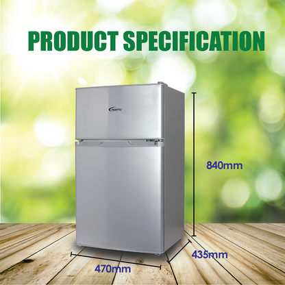 [NEA CLIMATE VOUCHER $400] 71L 2 Door Mini Fridge + Freezer, shelves, crisper, anti-bac Carbon Filter, optimal door seal, Freezer temp < -18°C, silver, PPF85