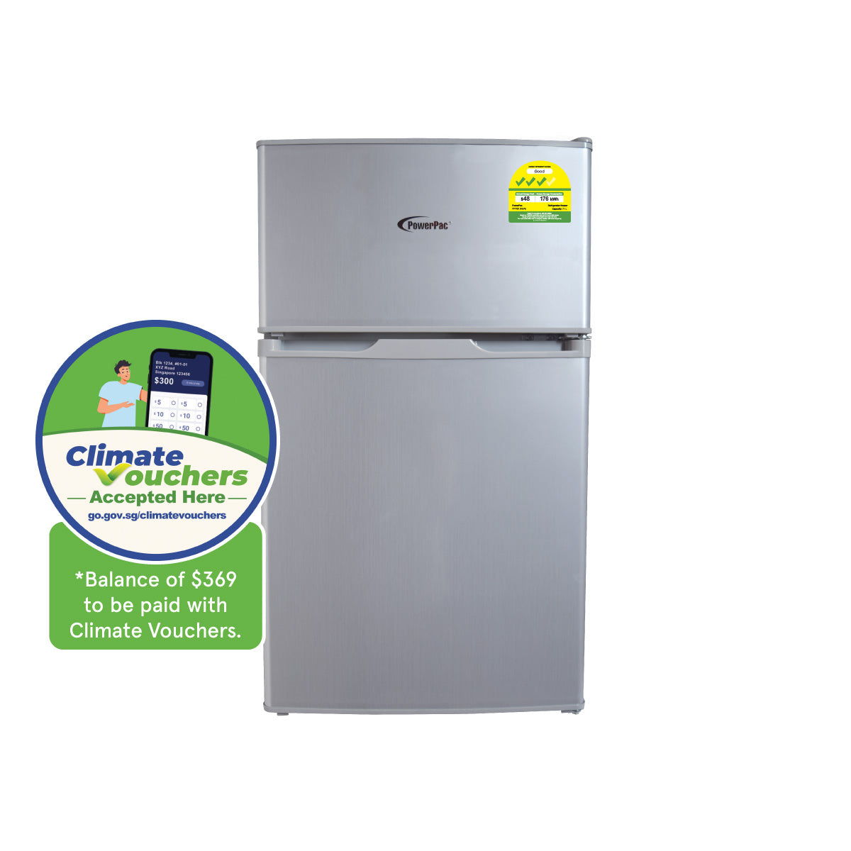 71L 2 Door Mini Bar Fridge with Freezer (PPF85)