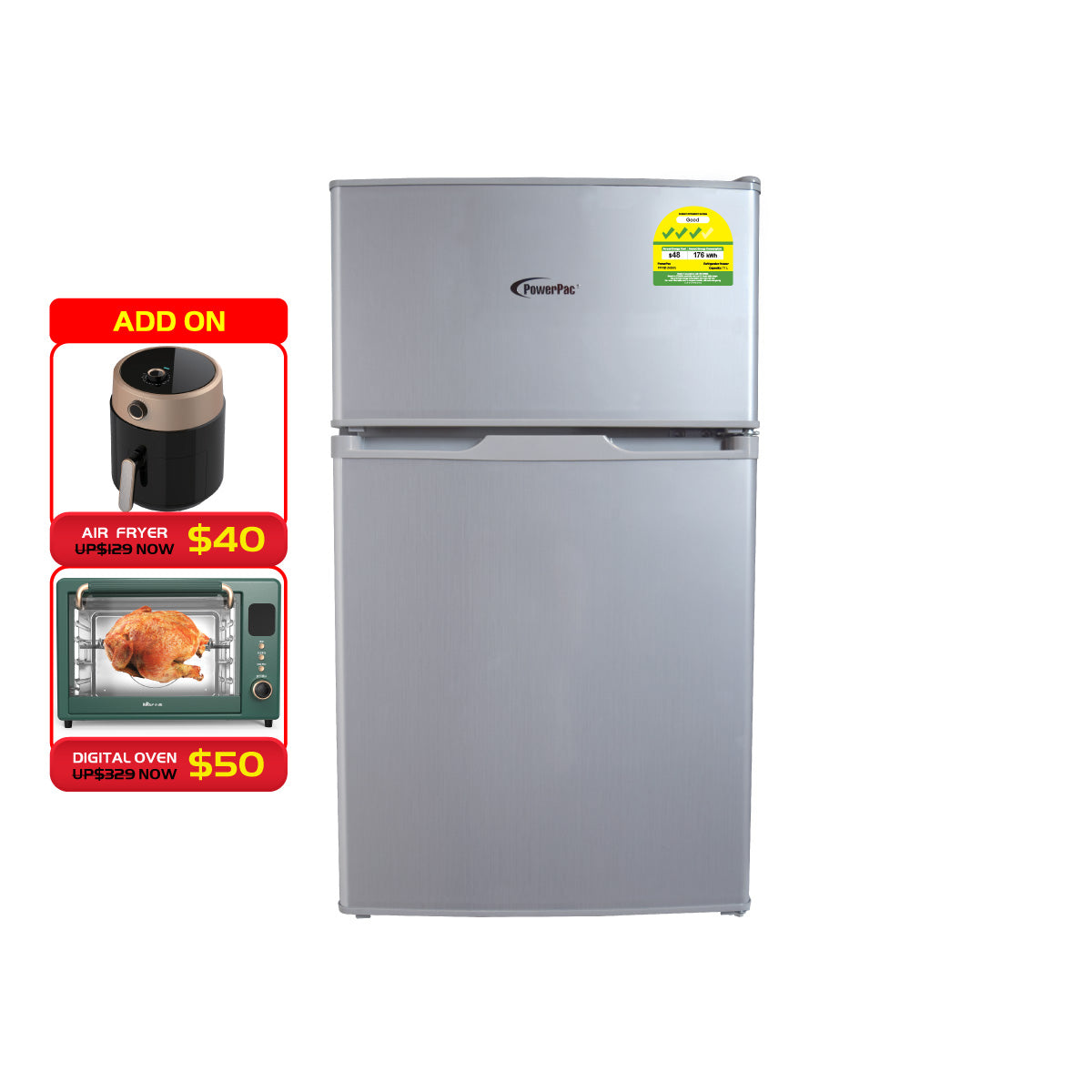 71L 2 Door Mini Bar Fridge with Freezer (PPF85)