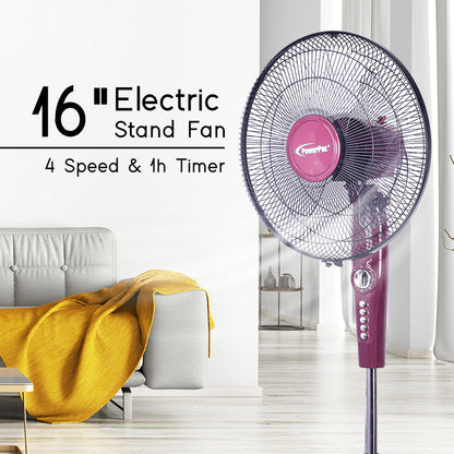 16" Stand Fan with Timer – 4 Speeds, Oscillation, Adjustable Height, PPFS50