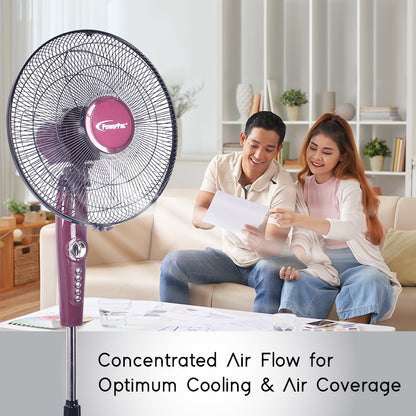 16" Stand Fan with Timer – 4 Speeds, Oscillation, Adjustable Height, PPFS50