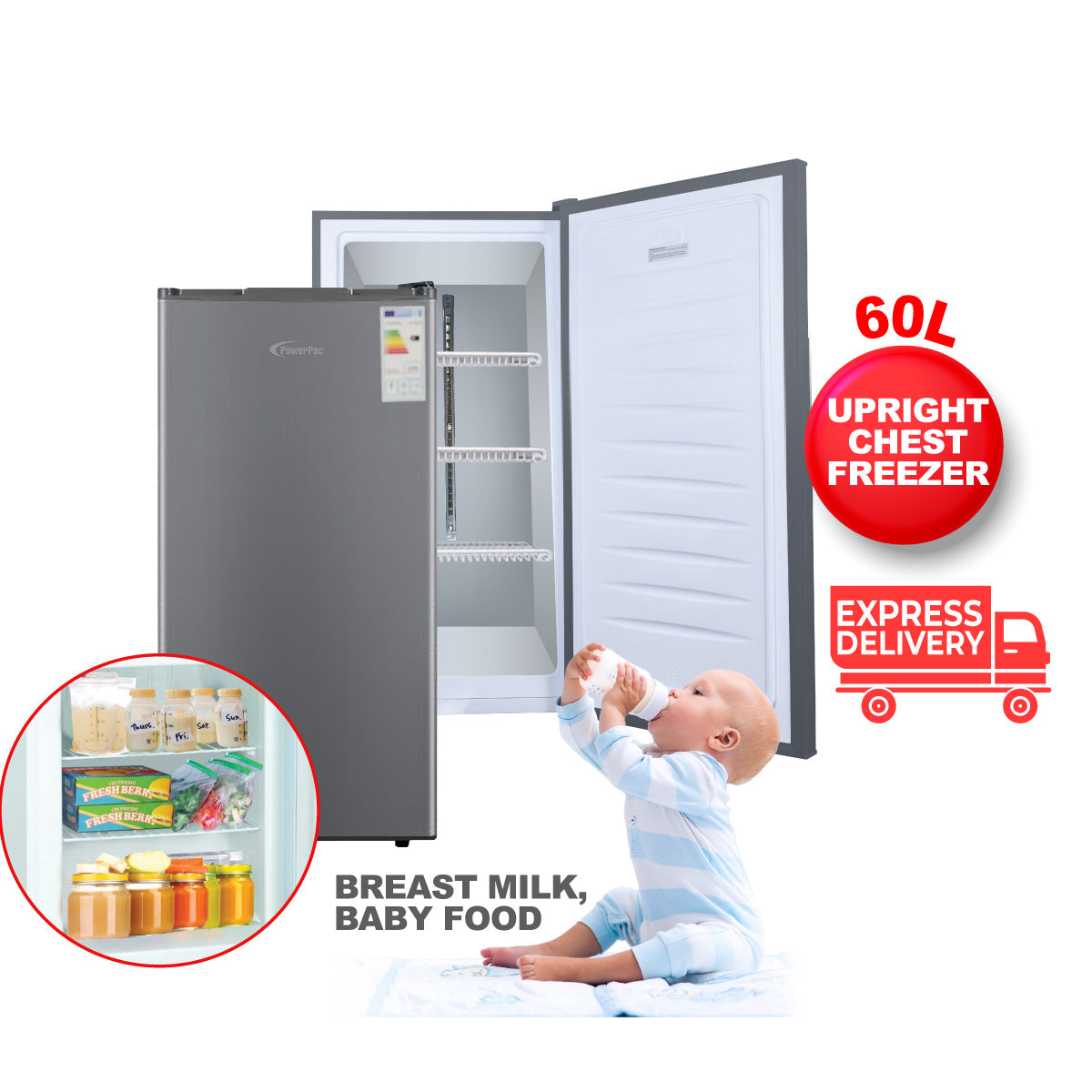 Milky様 Chest freezer, Mini freezer, Hygienic, Freezer for Breast Milk 60L