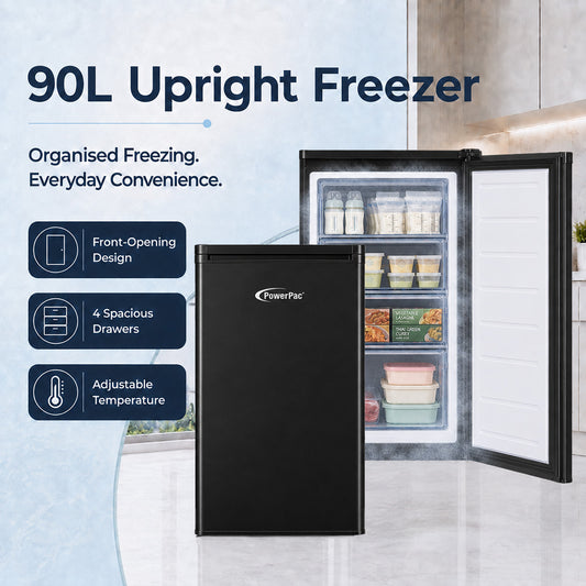 PowerPac 90L Chest, Upright, Freestanding Freezer (PPFZ99) Black