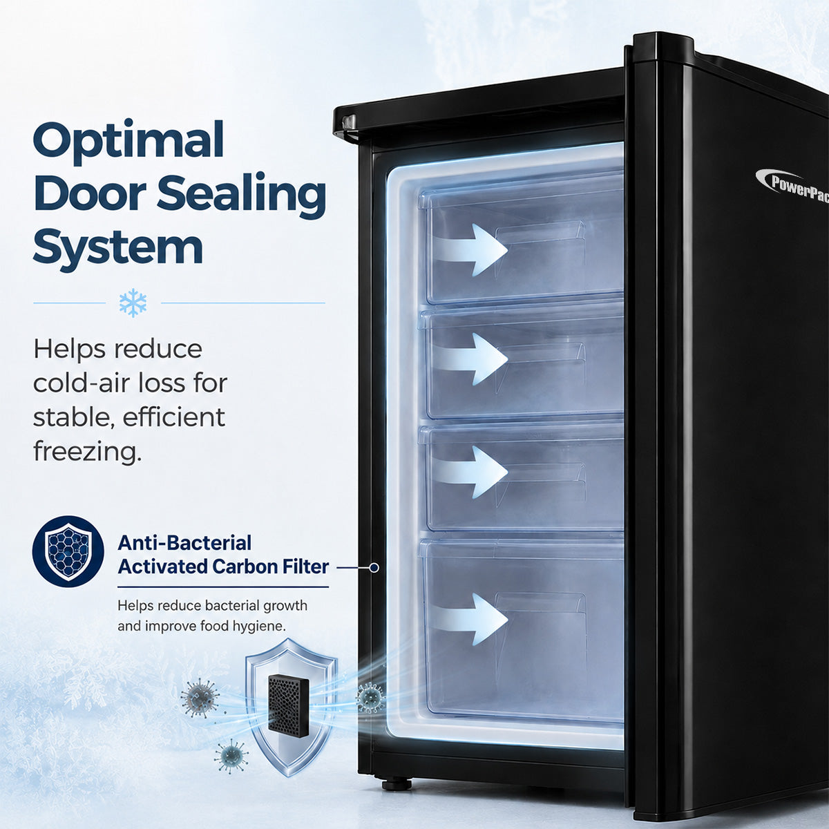 PowerPac 90L Chest, Upright, Freestanding Freezer (PPFZ99) Black