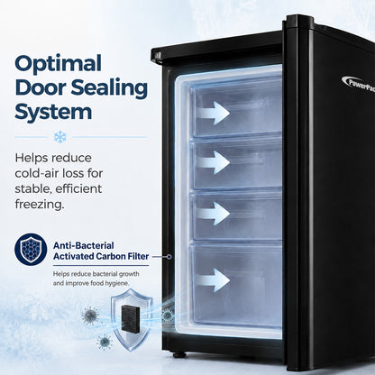 PowerPac 90L Chest, Upright, Freestanding Freezer (PPFZ99) Black