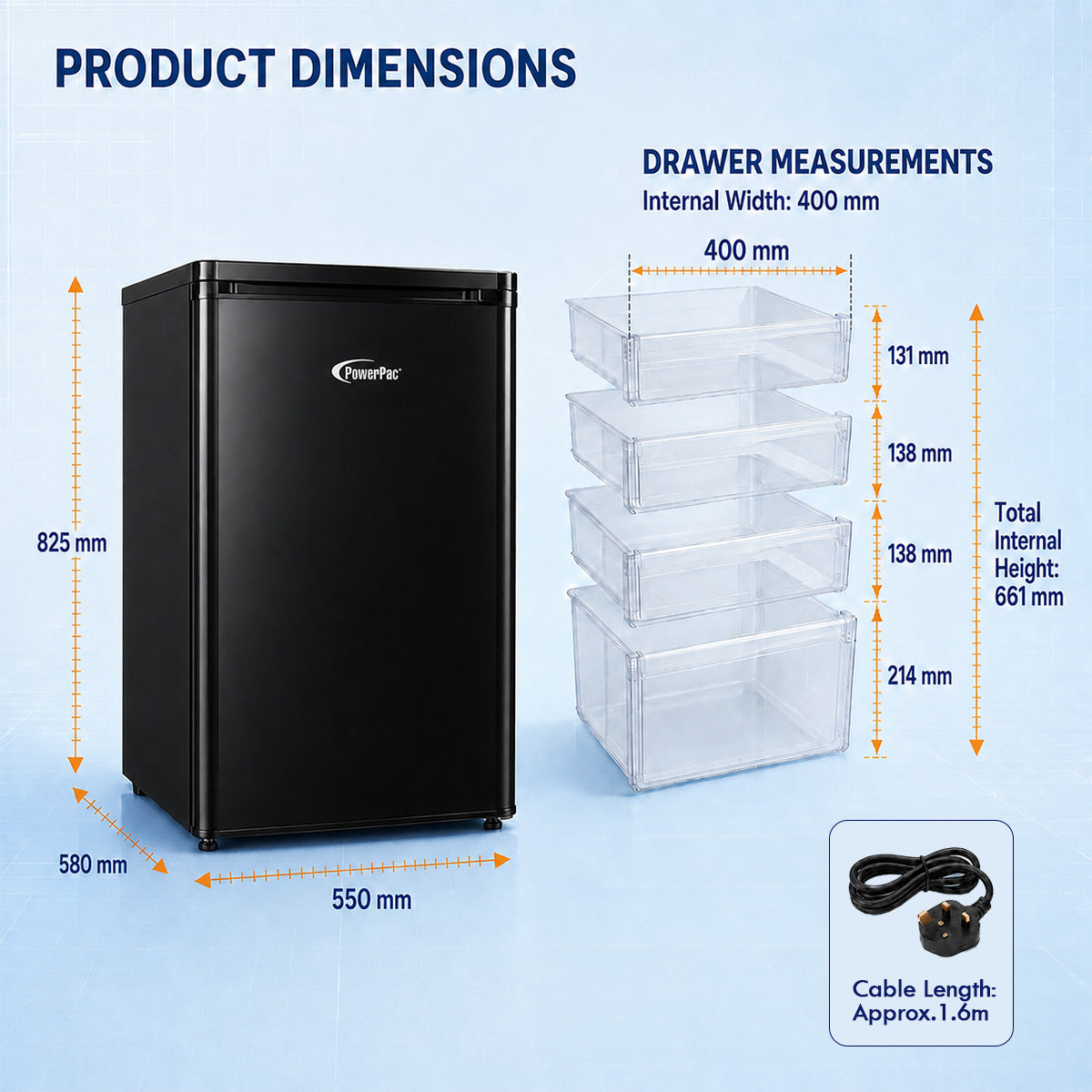 PowerPac 90L Chest, Upright, Freestanding Freezer (PPFZ99) Black