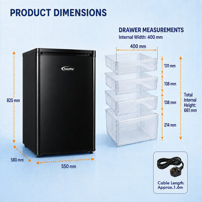 PowerPac 90L Chest, Upright, Freestanding Freezer (PPFZ99) Black
