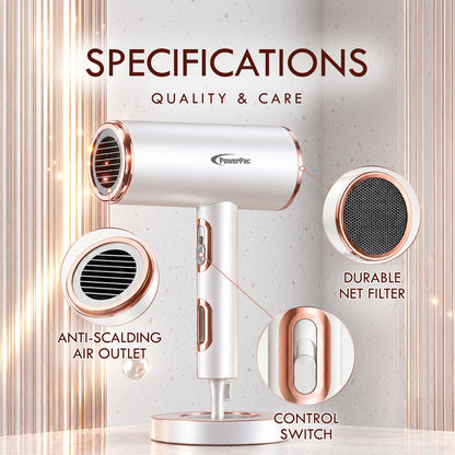 PowerPac DC High Speed Motor Hair Dryer with Diffuser, 2200W (PPH1327A)