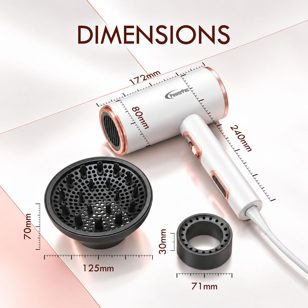 PowerPac DC High Speed Motor Hair Dryer with Diffuser, 2200W (PPH1327A)