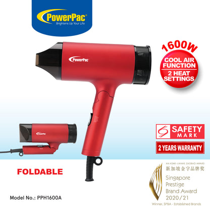 Turbo Hair Dryer with cool air, Foldable Hair Dryer 1600W (PPH1600A)