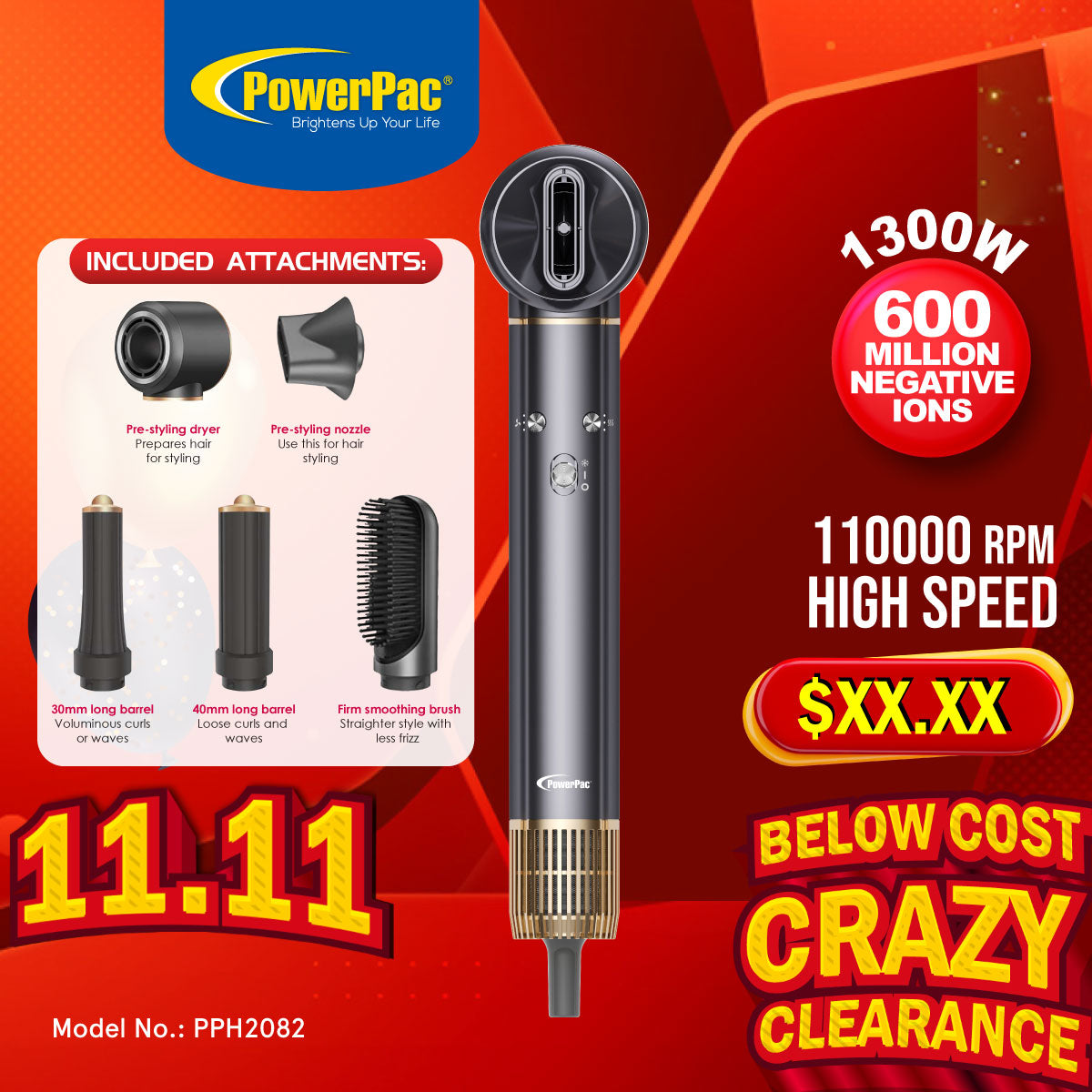 5 in 1 High Speed MULTI-STYLER Hair Dryer (PPH2082)