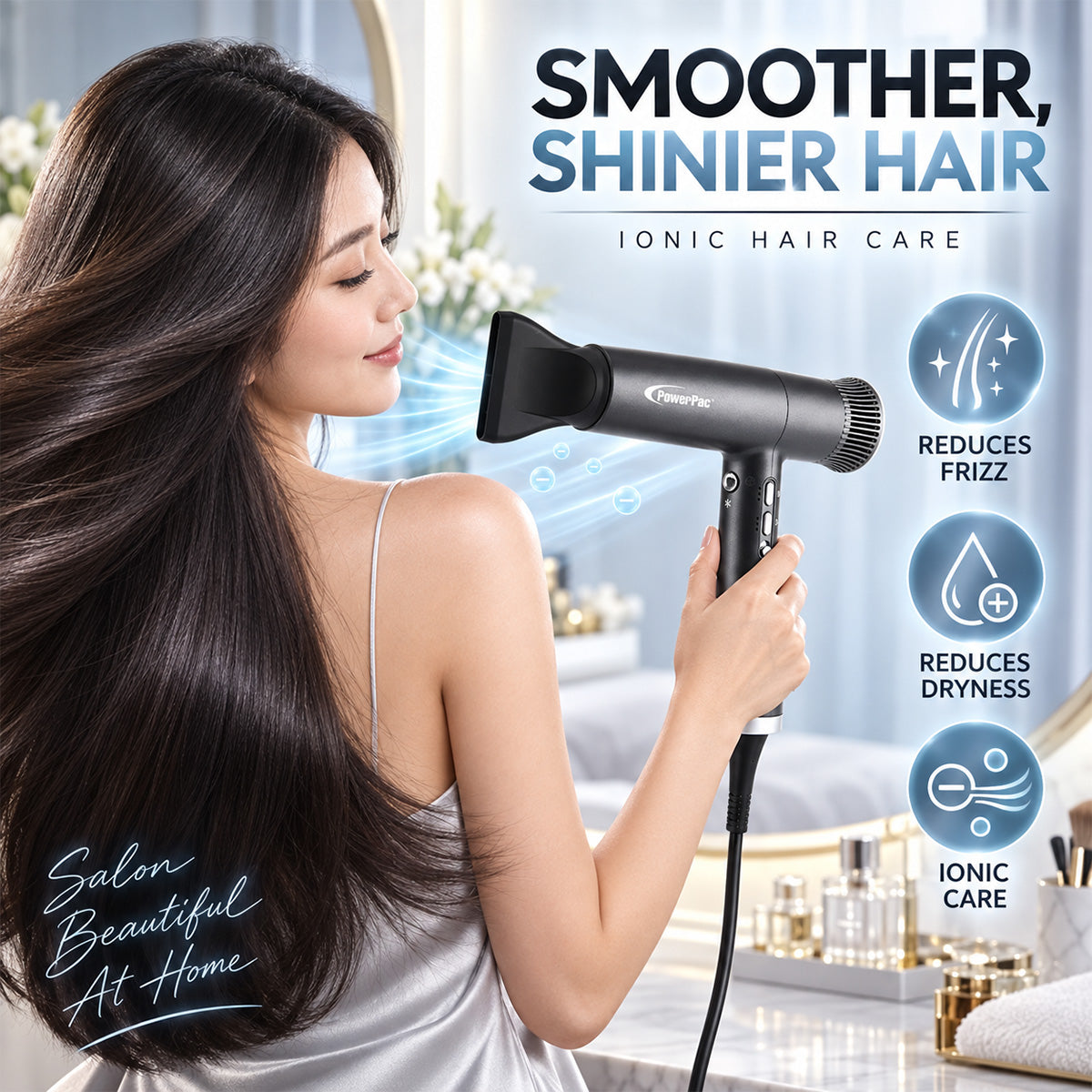 PowerPac High Speed Hair Dryer with cool air, Ionic Blow Dryer 1800W (PPH2878)